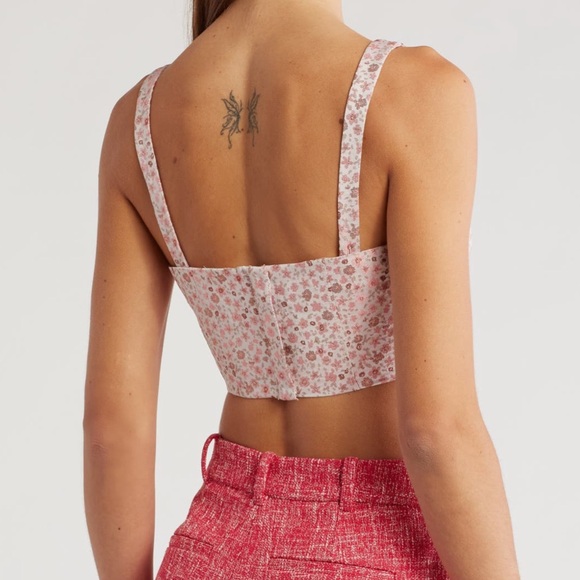 Cinq a sept crop Porter top in pale rose floral size medium NEW tank shirt NWT - Picture 4 of 12